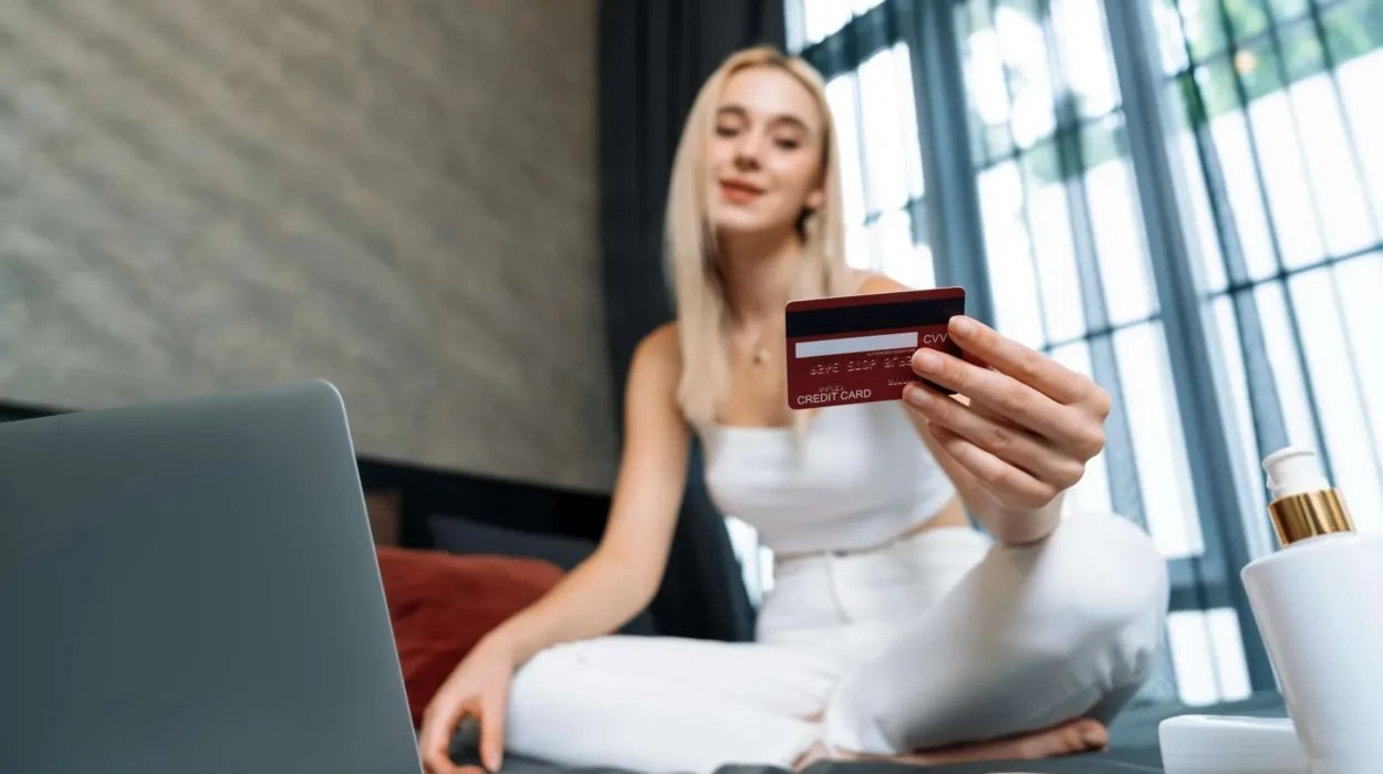young woman shopping online payment on secure payment gateway