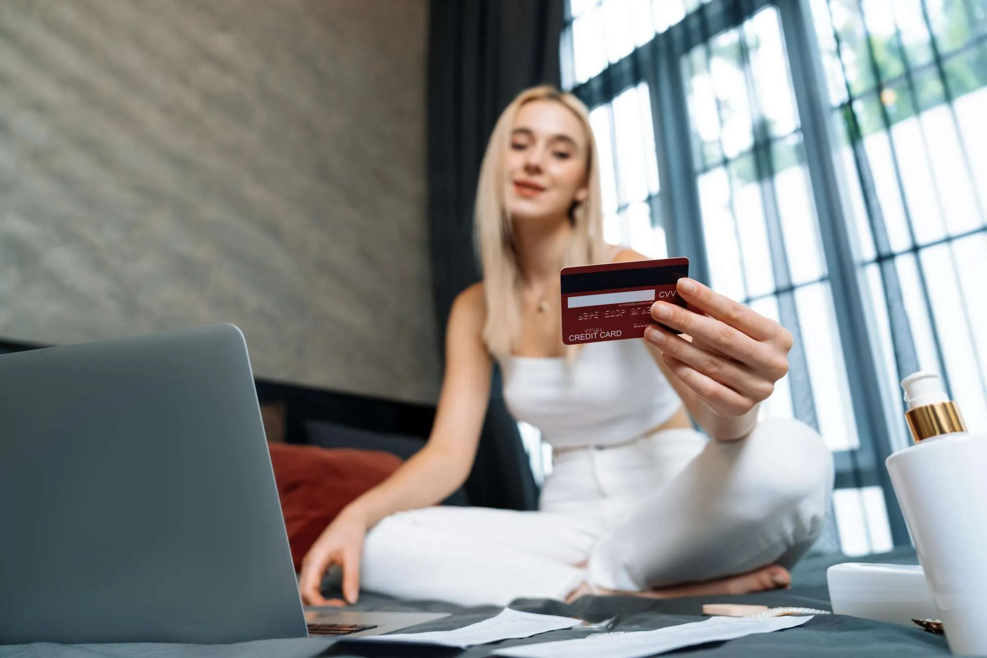 young woman shopping online payment on secure payment gateway